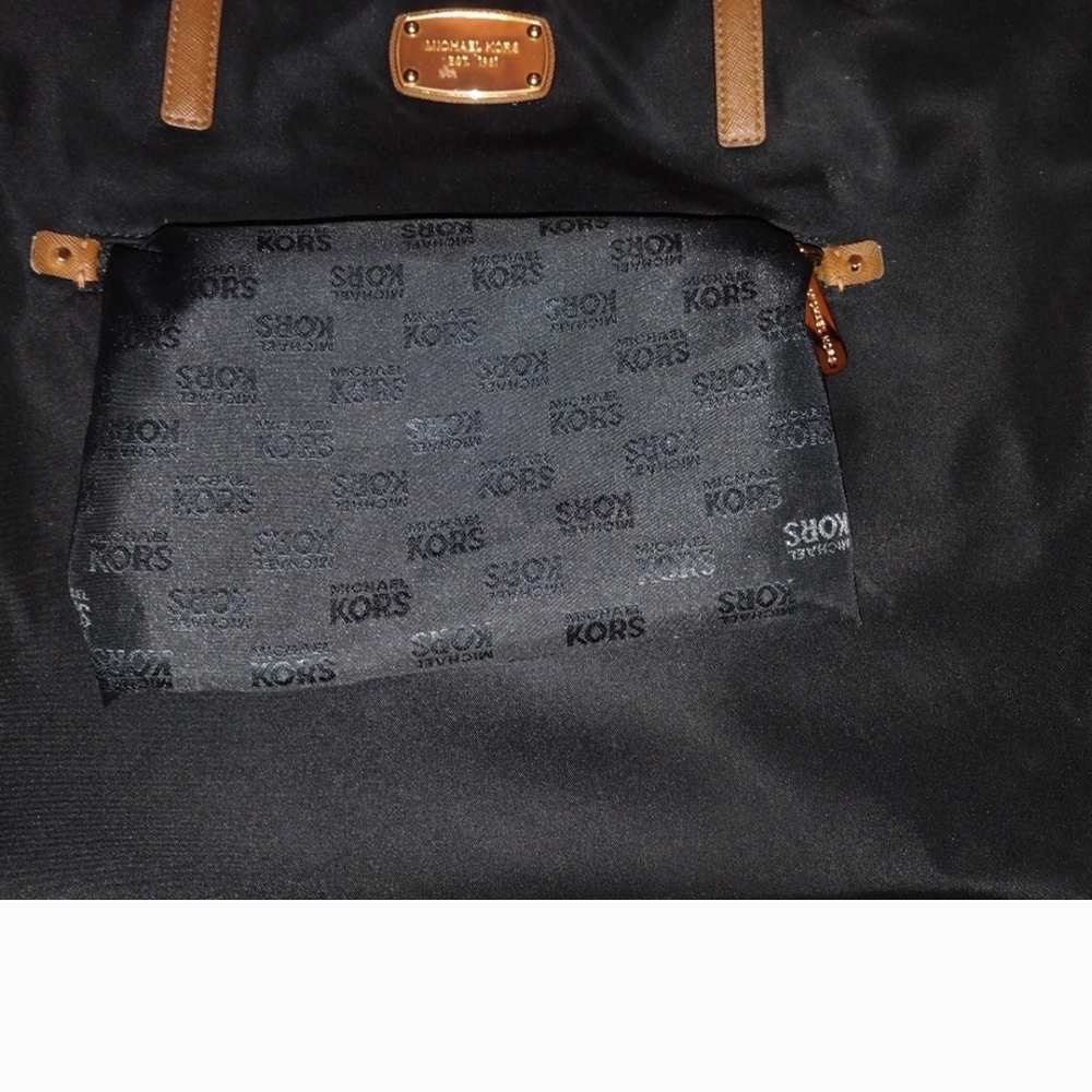 Michael Kors Black and Tan Structured Tote with Gold Hardware - Picture 16 of 16
